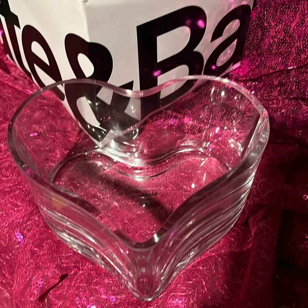 Crate & Barrel Glass Heart-shaped Dish - new